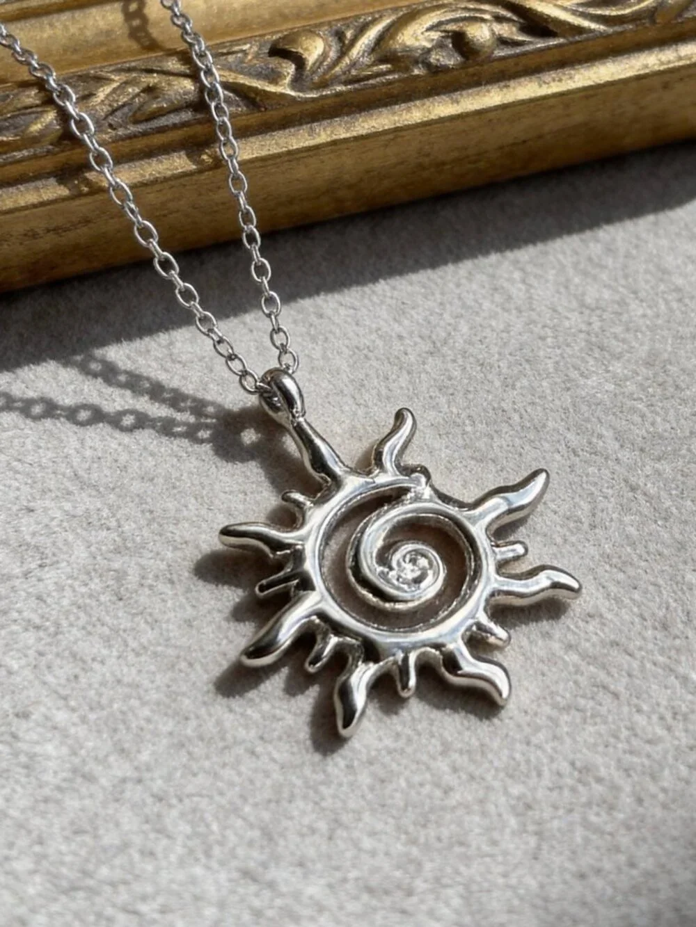 Sun Spiral Pendant Necklace Stainless Steel - Picture 2 of 13